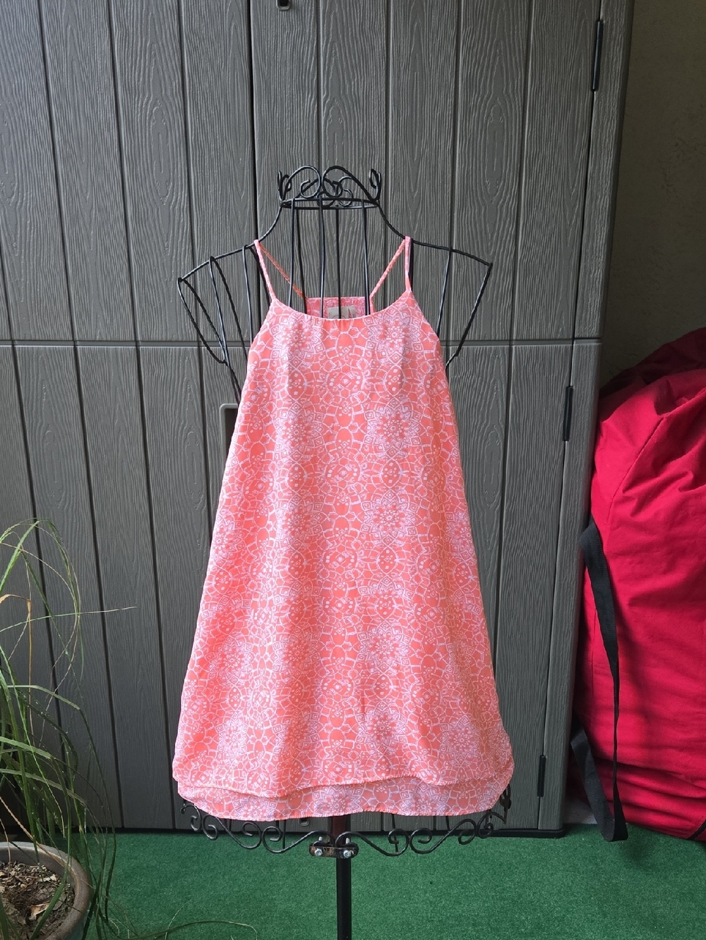 Paper Crane Coral Printed Spaghetti-Strap Tank